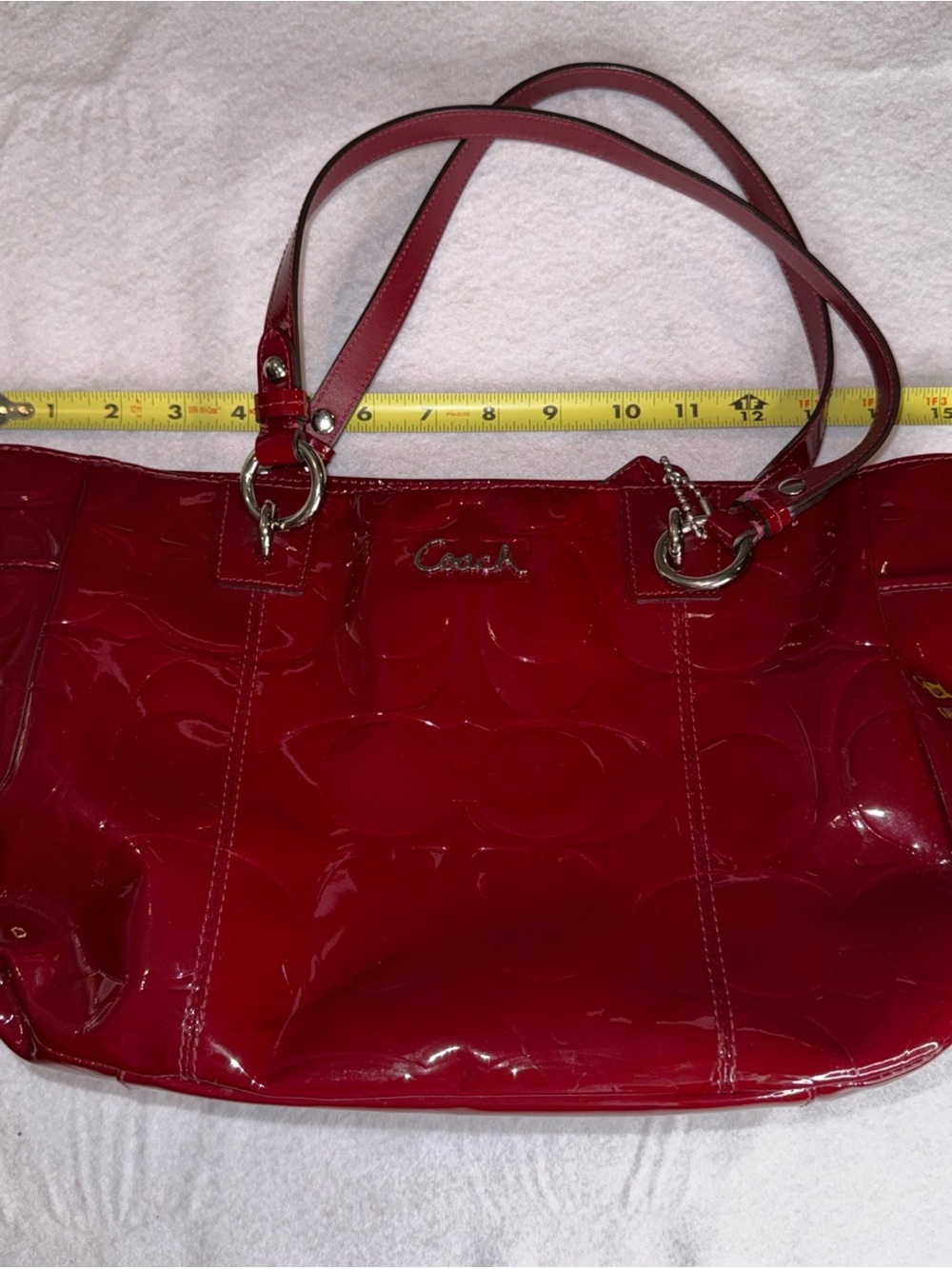 Vintage Coach Red Patent Leather Tote Bag Y2K Retro - Picture 7 of 14